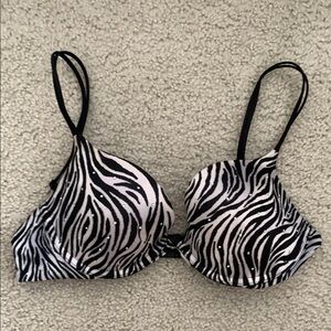 Victoria's Secret Black and White Zebra Print rhinestone Bra